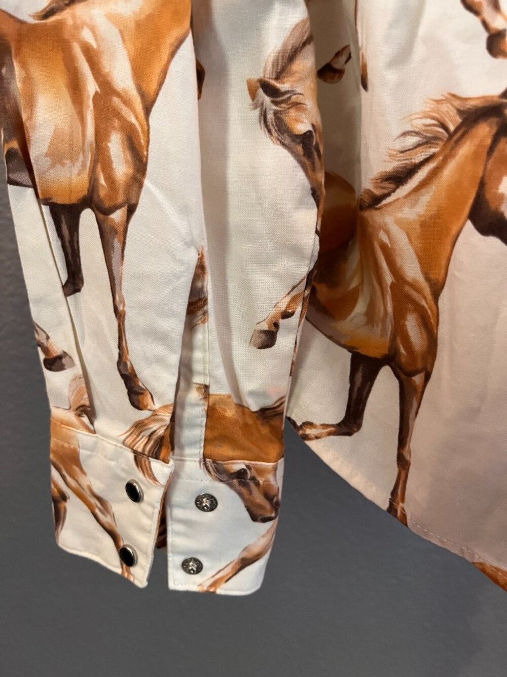 VINTAGE PANHANDLE SLIM WESTERN RUNNING HORSES WOMEN'S WESTERN SNAP FRONT SHIRT L - Picture 9 of 12